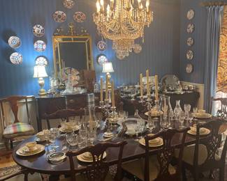1830-1850 Imari collection
Waterford Crstal
Castleton Royal China
Virginia House Dining Table with 8 chairs and matching Sodeboard ETC