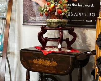 Tea cart and Jade Tree.