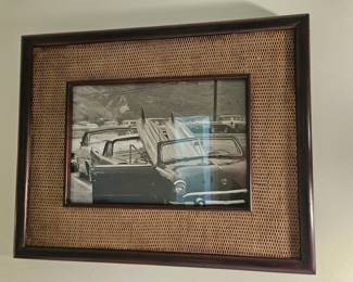 Framed Classic Cars Black & White Photo 