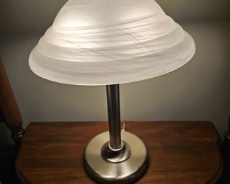 Silver Based Table Lamp with Frosted Glass Shade 