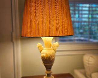 Carved Alabaster table top lamp 