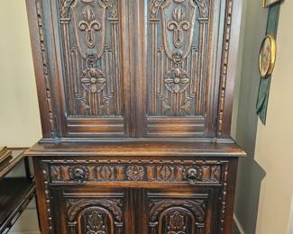 Antique Heavily Carved Dining Room Cabinet 