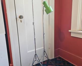 Vintage Green Studio Tripod Floor Lamps MCM