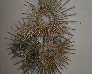 Mid Century Brutalist  Nail Sunburst Wall Hanging