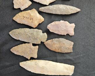 Collection of Native American Arrow and Spear Heads