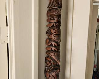 HAND CARVED RAY WILLIAMS NATIVE TOTEM POLE