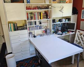 Interlübke, 1970s Wall Unit with Fold Out Desk, Shelves and Cabinets
A great space saving piece
