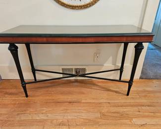 Vintage 1980 the Bombay Company Rectangular Wood Metal & Bronze Finial Sofa Table