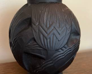 Art Deco Pierre D’Avesn Black Glass Vase