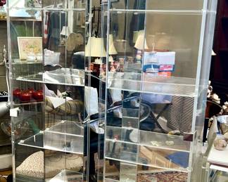 Lucite, glass and mirror china cabinet- was $900- now $225