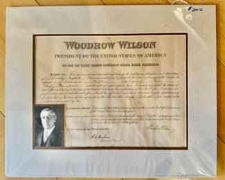 Autographed Woodrow Wilson Proclamation