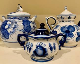Hand Painted Tea Pots & Creamer (U.S.S.R.)