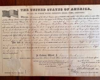 Land Deed, Signed James Buchanan