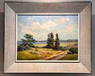 "Cape Cod Landscape" Oil on Board, Signed Henri Brenou