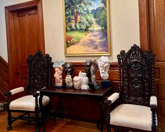 18th C. Carved Hall Chairs