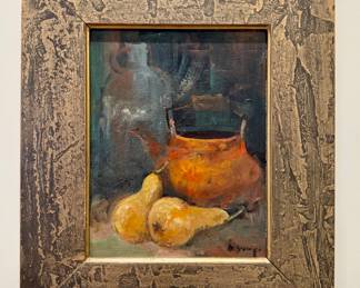 "Bartlett Pears," Oil on Board, Signed Armstrong