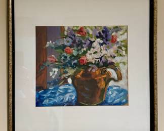 "Floral Bouquet" Framed Oil, Signed Hendrix