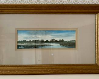 "River Scene" Watercolor, Signed P.M. Coular