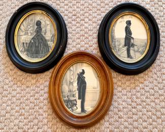 Silhouette Pictures of George Washington, Lincoln & Mary Todd