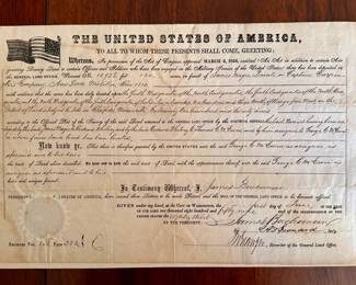 Land Deed, Signed James Buchanan