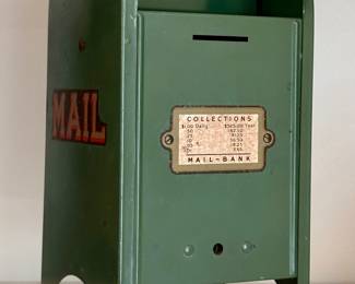 Vintage Metal Mailbox Bank