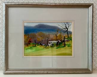 "Out to Pasture" Watercolor, Signed B. Gerstner