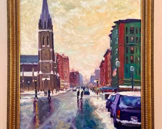 "Arlington Looking Towards Newbury" Oil on Canvas, Signed Gerald L. Clarke Jr.