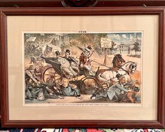 "John Kelly's Little Drive to the New York City Hall" from Puck Magazine Framed Print