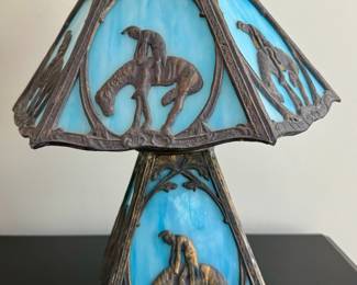 "End of Trail" Slag Glass Lamp