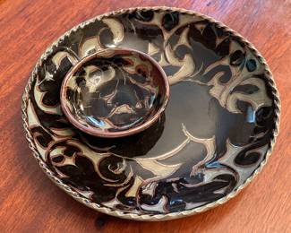 Art Pottery Chips & Dip Set