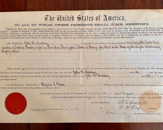 Land Deed Signed Ulysses Grant