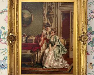 "Ladies in the Parlor," Oil on Canvas, Signed G. Zocchi
