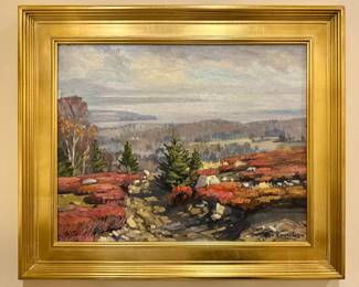 "Blueberry Fields in Camden," Acrylic on Board, Signed Ken Knowles