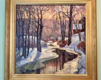 "Winter Scene" Oil on Board, Signed Ken Knowles