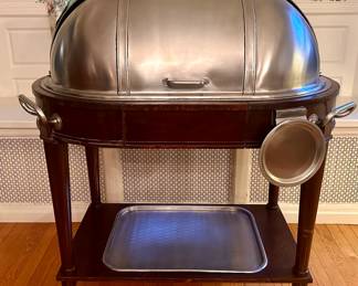 Antique Domed Silverplate & Mahogany Serving Trolley