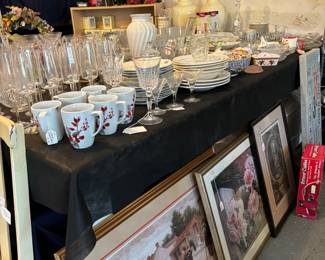 Box Sale  Following Photos (more will be added up to sale date)- Artwork, China, Crystal, Mugs, Lamps, Railroad