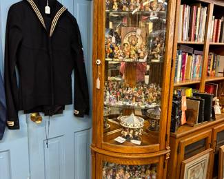 Beautiful Oak Corner Display Cabinet. Hummel and Rockwell Collection