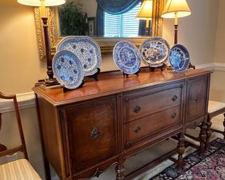 Antique burled wood buffet