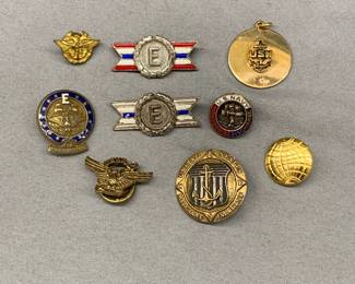 U.S. NAVY PINS AND E AWARDS, WW2