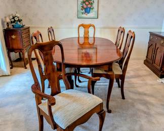 Beautiful Oval Dining Table - $ 400 - has two leaves and SIX Chairs. With two leaves = 78" long, 42" wide, 29" high.