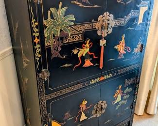 Gorgeous Asian Cabinet - Made in Taiwan - 36" Wide, 20.5" deep, 57.5" tall. Top and Bottom open separately.