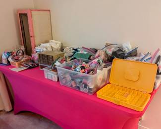 Sewing supplies - and boxes.