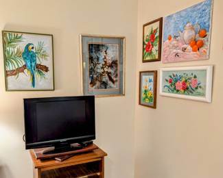 20" Emerson TV - $30. Rolling cart stand sold separately. All pictures shown were painted by Peggy Bozant and are for sale!