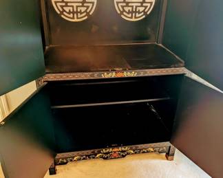 Gorgeous Asian Cabinet - with top and bottom doors open.