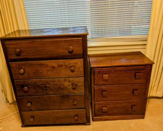 $30 - 5-Drawer cabinet = 30" wide, 16" deep, 39.5" tall. $22 - 3-Drawer cabinet = 24" wide, 14" deep, 27" tall.