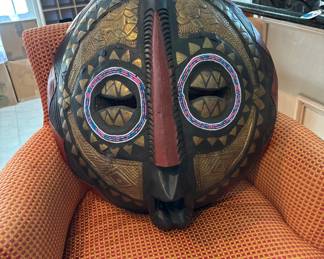 Large Collection of African Carved Wood Masks, Ceremonial Boxes, Statues and Headdresses