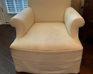 Ebanista Windemere Club Chair in White Linen