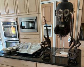 Large Collection of African Carved Wood Masks, Ceremonial Boxes, Statues and Headdresses