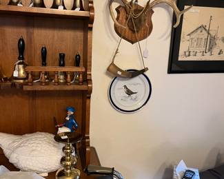 Deer antlers - powder horn - part of bells