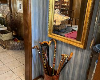 Beveled mirror and canes